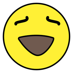 Editable flat design of happy emoticon