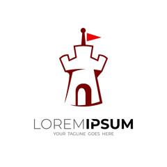 single Castle logo with simple design template, building icons
