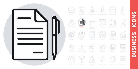 Contract, agreement or business papers icon. Simple black and white version from a series of business icons