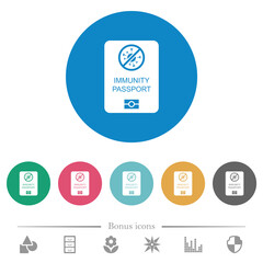 Immunity passport flat round icons