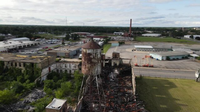 4k drone video of abandoned factory in South Bend Indiana.