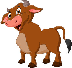 cute buffalo cartoon posing and smiling