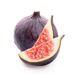 figs with slices isolated on white background