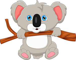 cartoon koala hanging on a tree © lawangdesign