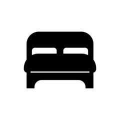 doublebed, twinbed icon in solid black flat shape glyph icon, isolated on white background 