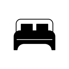 doublebed, twinbed icon in solid black flat shape glyph icon, isolated on white background 