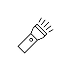 Beam, flashlight lamp, torch icon in flat black line style, isolated on white background 