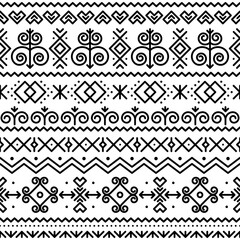 Slovak folk art vector seamless black pattern with abstract geometric shapes inspired by traditional house paintings from village Cicmany in Zilina region, Slovakia
	
