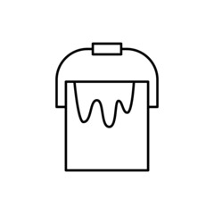 bucket paint icon in flat black line style, isolated on white background 