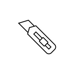 Cutter tool icon in flat black line style, isolated on white background 
