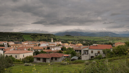 Fototapeta premium time lapse of the city of bulzi in sardinia seen from above