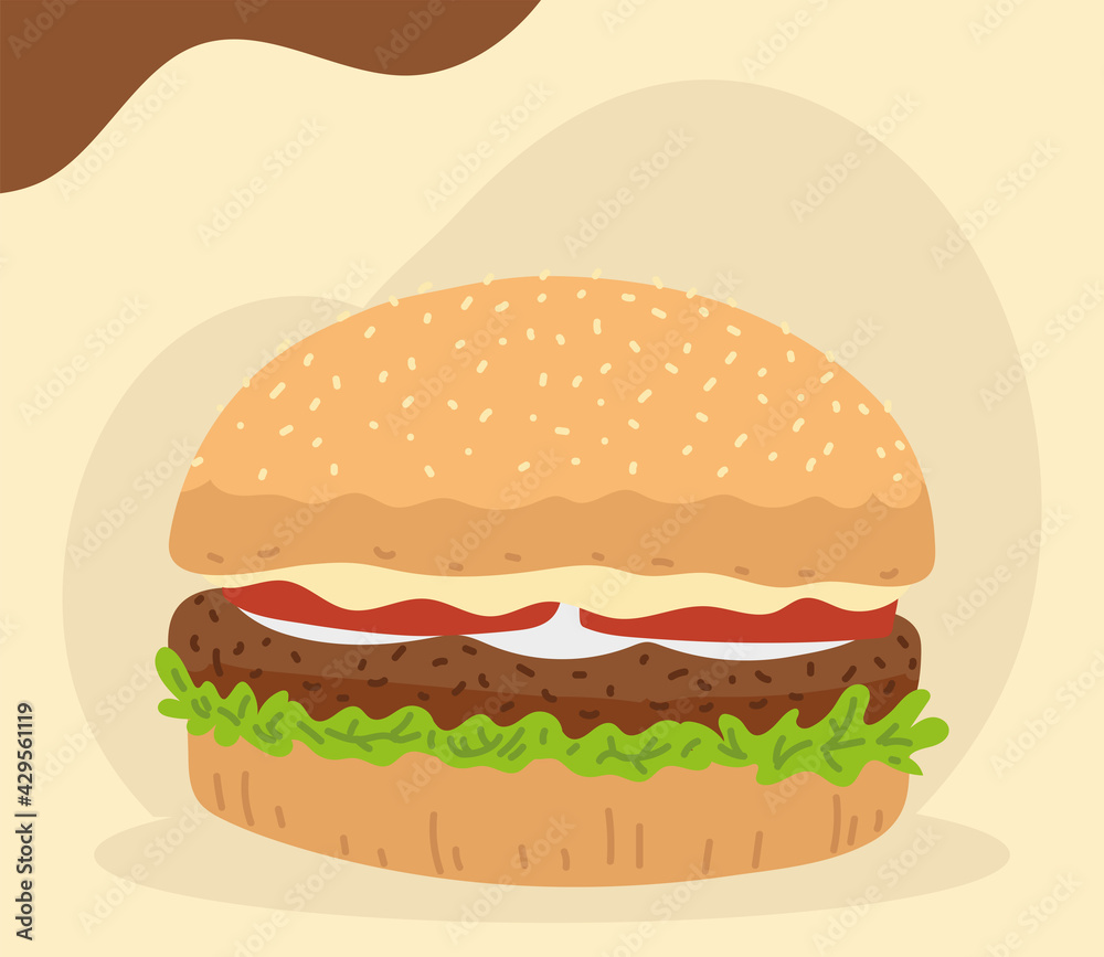 Sticker hamburger food design