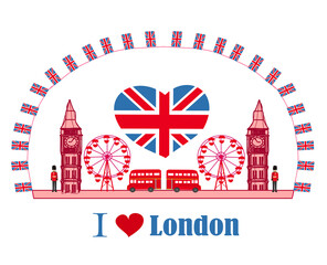 decorative banner with icons of London