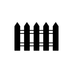 fence garden wood icon in solid black flat shape glyph icon, isolated on white background 