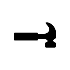 hammer icon in solid black flat shape glyph icon, isolated on white background 