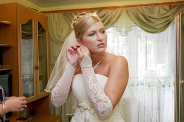 Beautiful young bride in the white dress