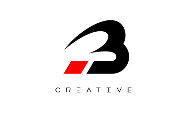 B Modern Letter Logo Design with Creative Look in Black and Red Colors Vector