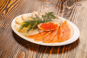 Sliced fish mix plate appetiser