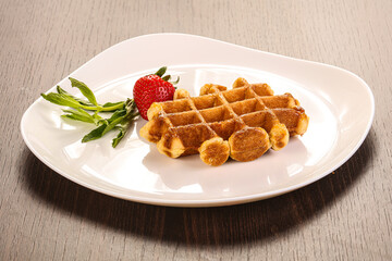 Sweet viennese waffles served strawberry