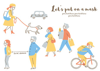 マスクをつけている人_セット02