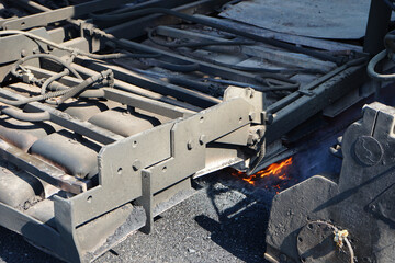 Naklejka premium Road maintenance work With heavy machinery by HOT MIX IN - PLACE RECYCLING method