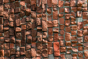 Texture of old red ceramic mosaic