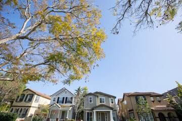 Sunny daytime view of a neighborhood in Ladera Ranch, California, USA.