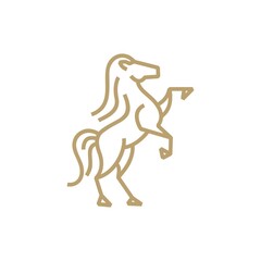 standing horse monoline logo vector icon illustration