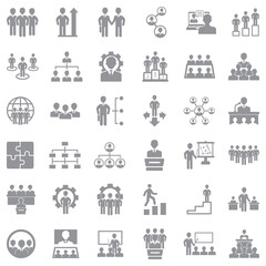 Organization Icons. Gray Flat Design. Vector Illustration.