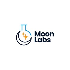 crescent moon laboratory logo vector icon illustration