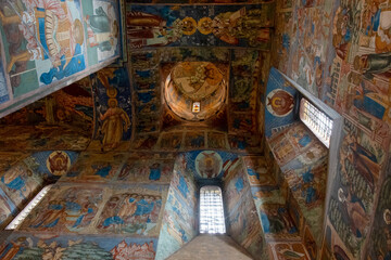 Fototapeta na wymiar Murals (wall painting) of Elijah the Prophet church. Yaroslavl, Yaroslavl Oblast, Russia.