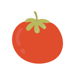 Cartoon tomato  isolated on white background. Flat cartoon vector illustration. Isolated on white background. Vegan concept