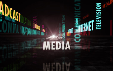 Communication information and media text abstract concept illustration