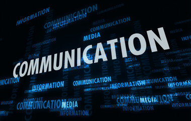 Communication information and media text abstract concept illustration
