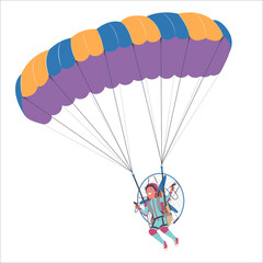 The paraglide pilot man on the sky, paragliding with sportswear, extreme sports activity ourdoor style.