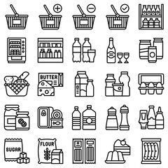Supermarket and Shopping mall related icon set 2, line style