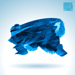 Blue brush stroke and texture. Grunge vector abstract hand - painted element. Underline and border design.