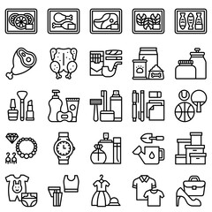 Supermarket and Shopping mall related icon set 3, line style