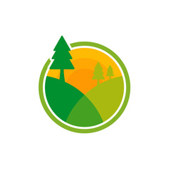 Nature Landscape logo design vector illustration, Creative Nature Landscape logo design concept template, symbols icons