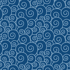 Japanese Cute Curl Wave Vector Seamless Pattern