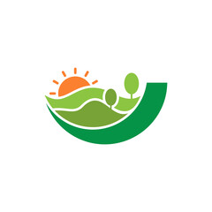 Nature Landscape logo design vector illustration, Creative Nature Landscape logo design concept template, symbols icons
