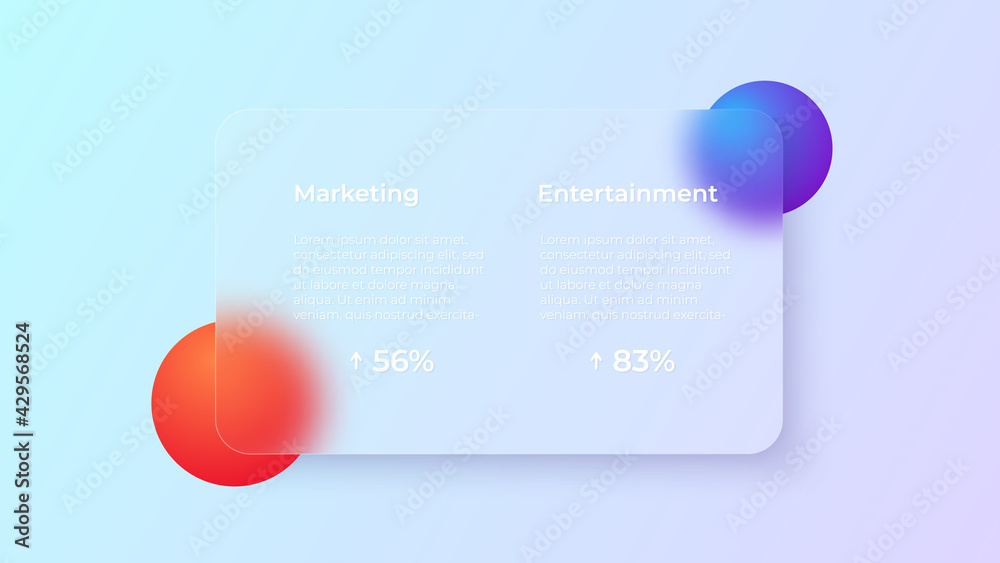 Poster Glassmorphism concept with 3d geometric shapes. Frosted glass effect. Illustration on blurred gradient vector background