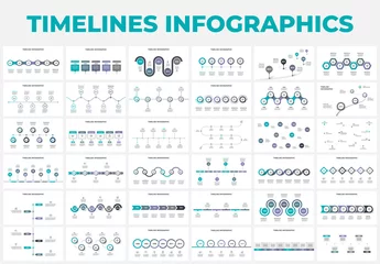 Foto op Plexiglas Creative concept set for infographic timeline. Abstract elements of graph, diagram with 5, 6, 7 and 8 steps, options, parts or processes. Vector business template for presentation © abert84