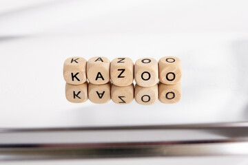 Word kazoo made by wooden cubes