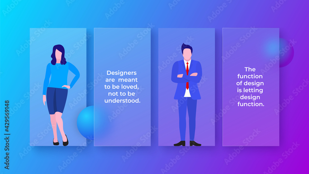 Aufkleber Glassmorphism concept with 3d geometric shapes. Frosted glass effect. Illustration on blurred gradient vector background
