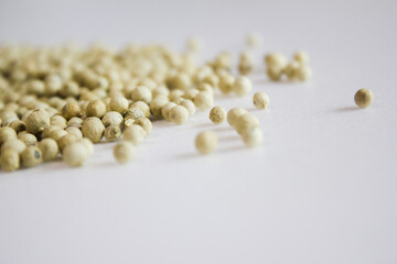 white peppers on the white background.