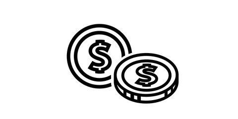Simple coins icon over white illustration