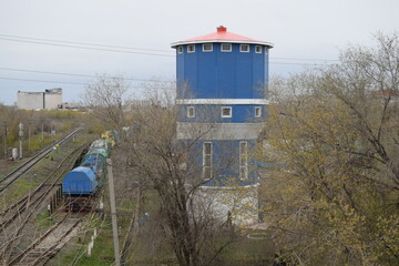 Railway tracks, car depot in Uralsk