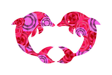 Couple Dolphin Card Shape of Heart, love decoration