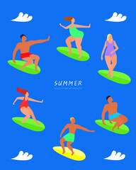 Collection of various summer object illustrations